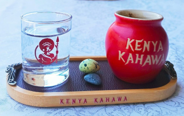 Kenya Kahawa signature cup with mini tray and mini water cup (Add on)